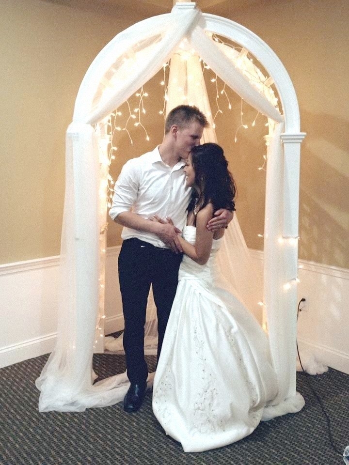 A bride and groom at their wedding ceremony