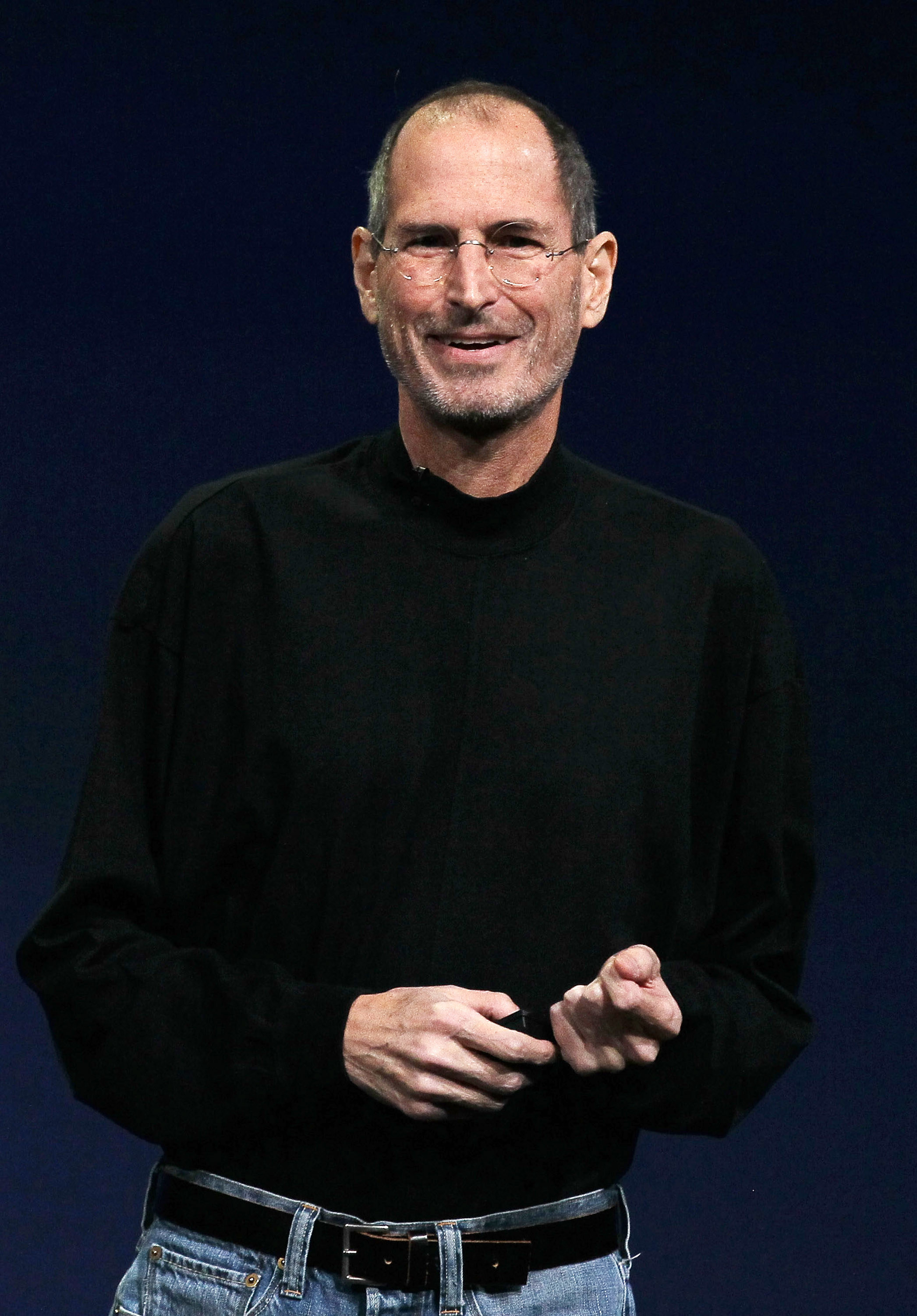 Steve Jobs appears on stage for an Apple event to reveal the iPad 2 on March 2, 2011