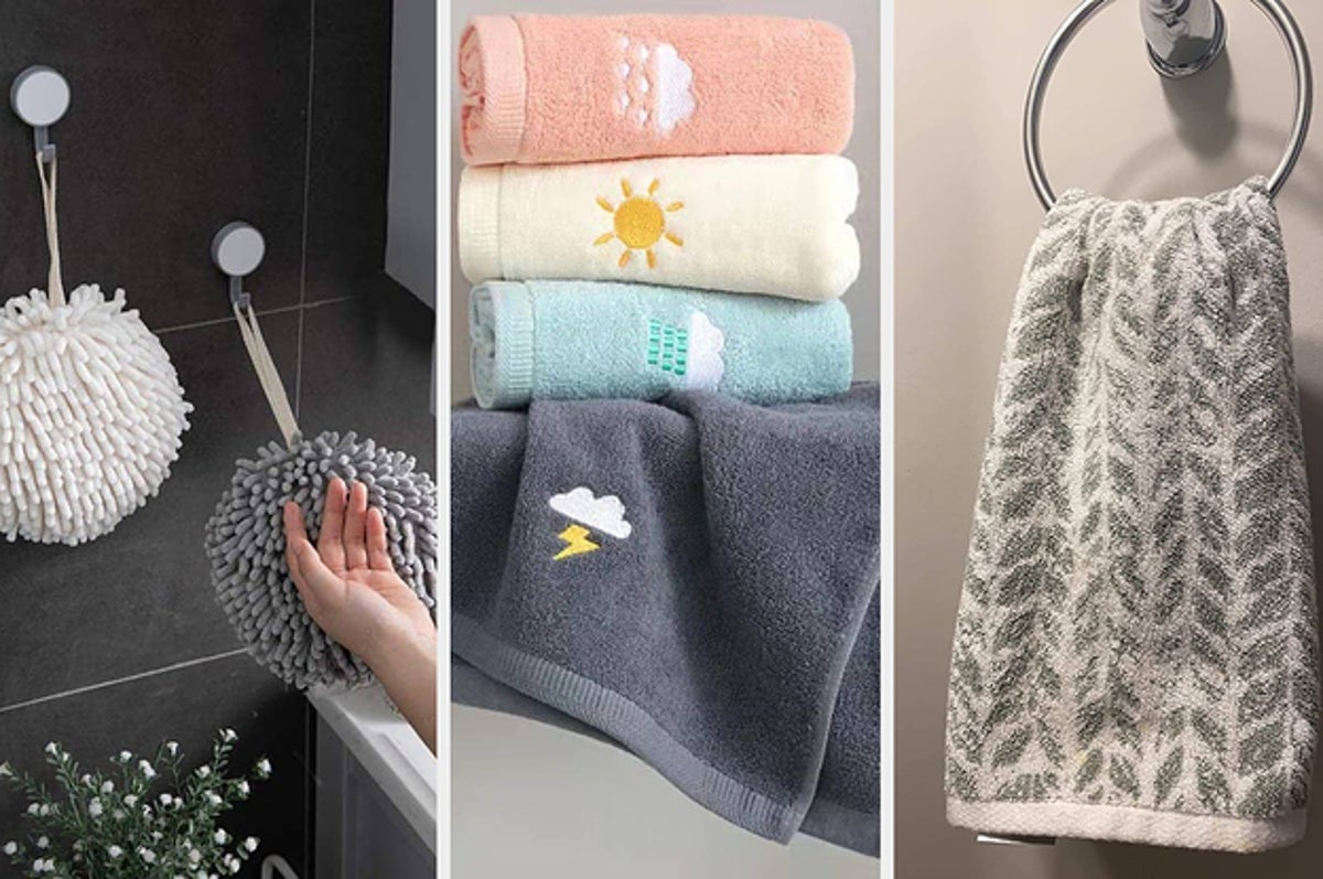 Hand Towels for Bathroom Decorative Set,3-pack Chenille Hanging Hand Towel  Ball Microfiber Plush Absorbent Soft Small Bath Towel with Loop For Kitchen