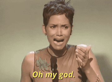 Halle Berry crying with the words &#x27;Oh my god&#x27;