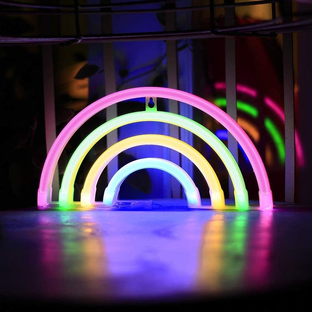a rainbow shaped LED tabletop light