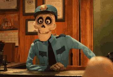 A skeleton&#x27;s jaw drops its face in &quot;Coco&quot;