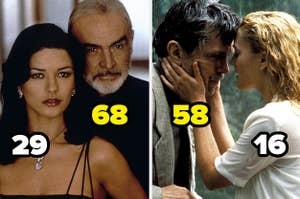 Catherine Zeta Jones and Sean Connery in Entrapment and Tom Skerritt and Drew Barrymore in Poison Ivy