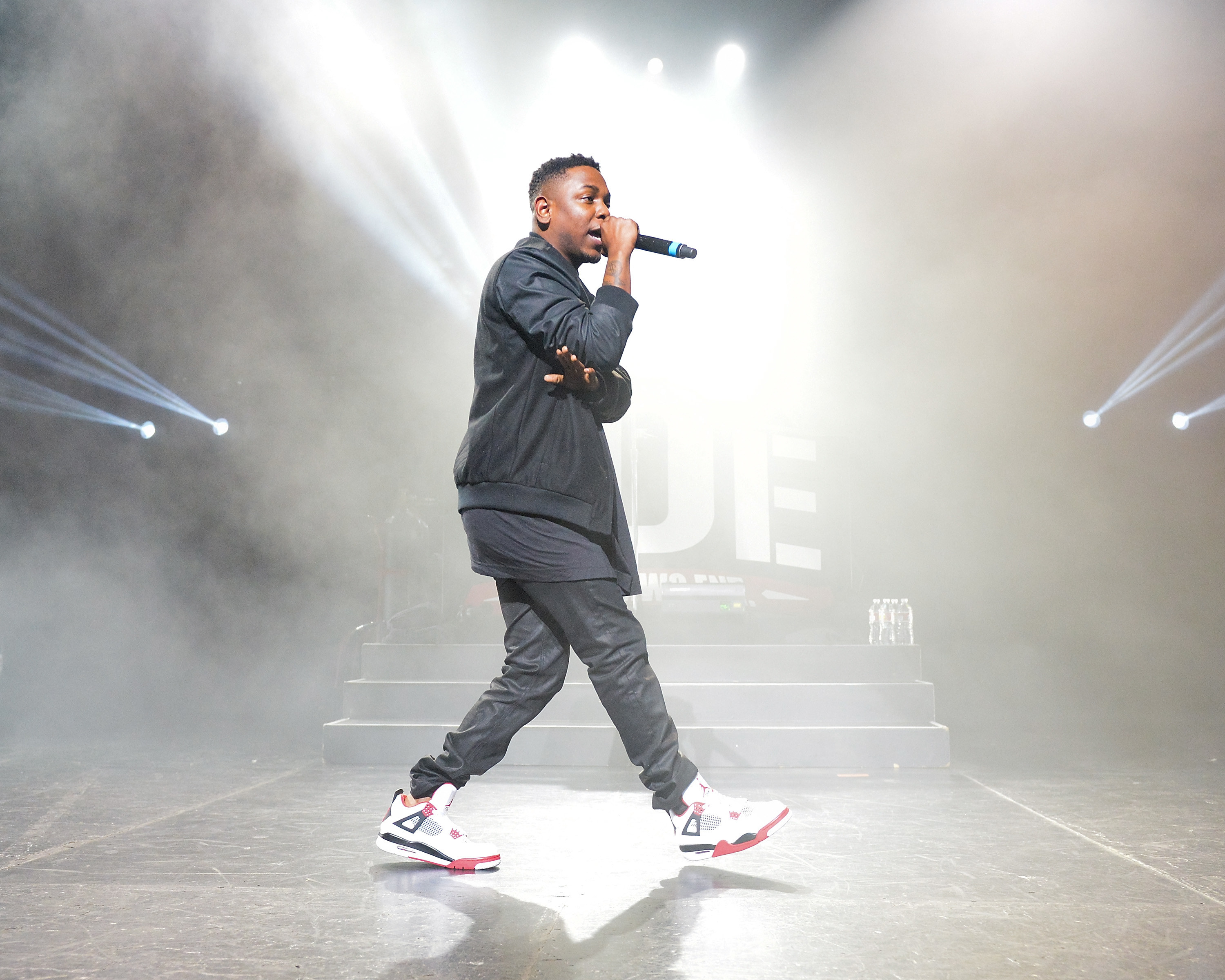 A picture of Kendrick Lamar performing