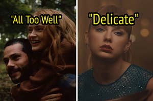Sadie Sink rides on Dylan O'Brien's back and Taylor Swift looks into the mirror looking defeated