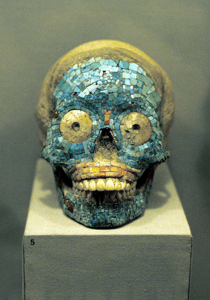 a skull with mosaic tiles over it