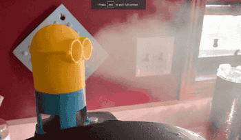 The steam coming out of the minion's goggles