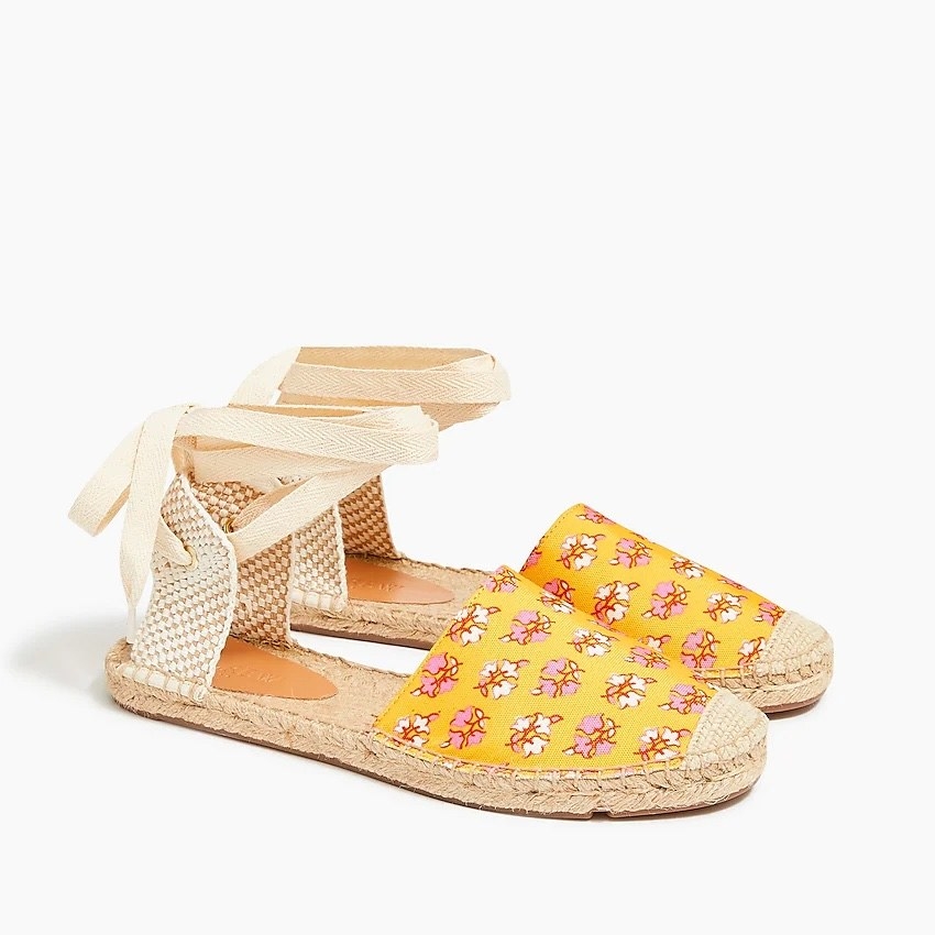 the yellow floral print espadrilles