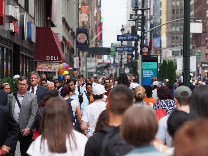 a busy sidewalk