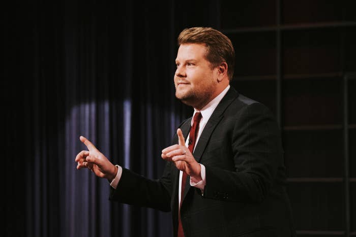 James Corden during his talk show monologue