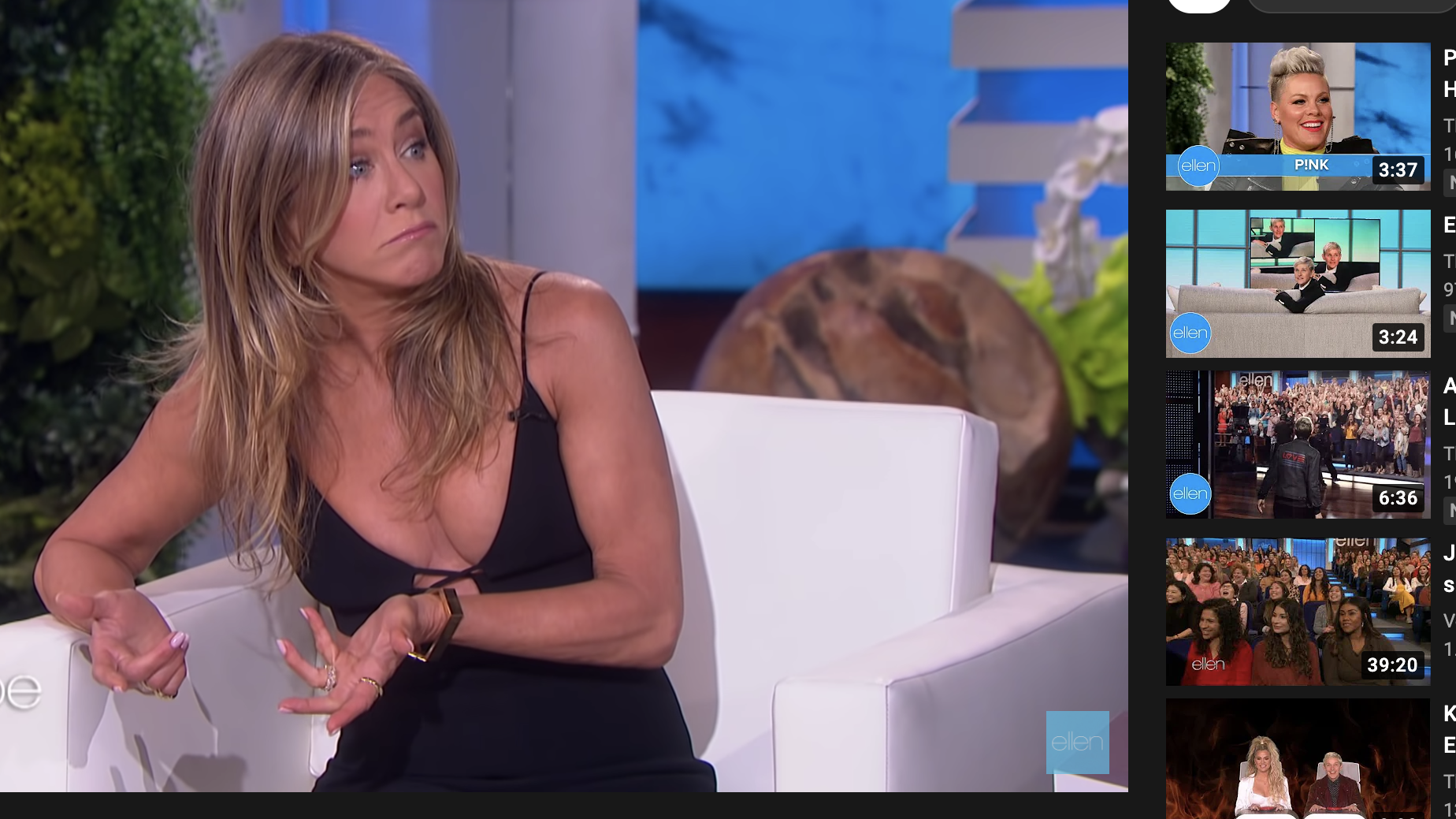 Jennifer Aniston talks to Ellen DeGeneres on the talk show