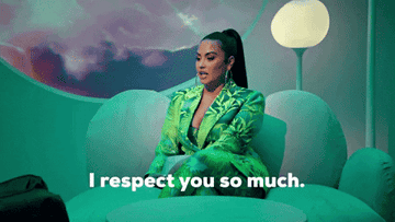 GIF of Demi Lovato saying &quot;I respect you so much&quot;