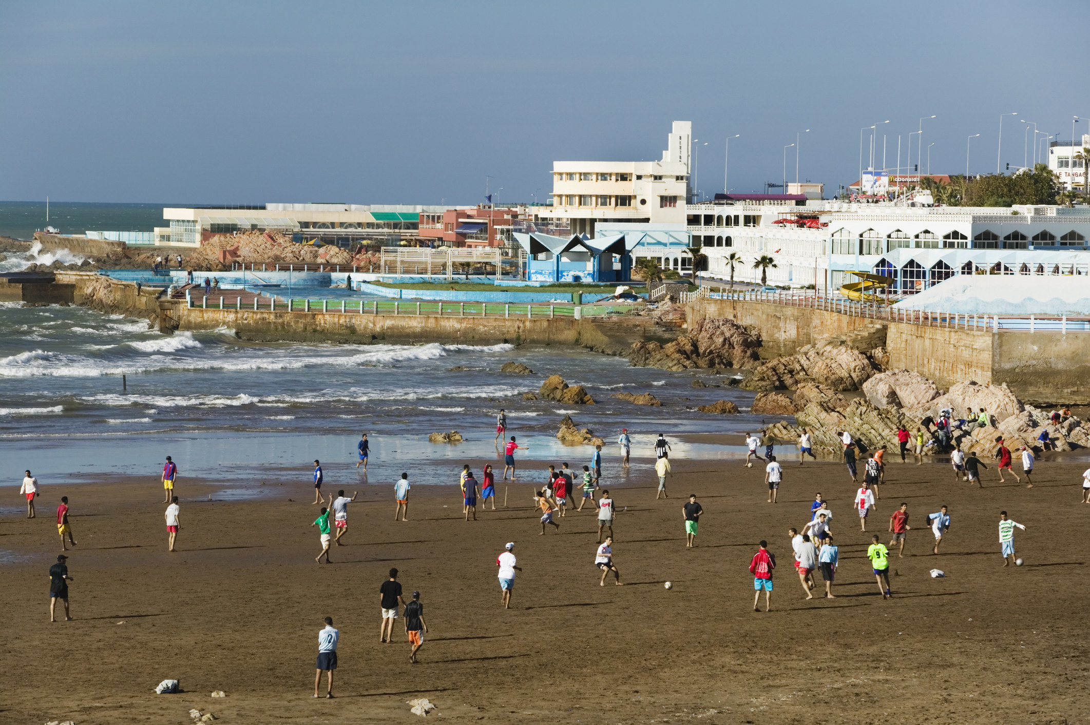 People walking on the coast in Casablanca