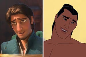 On the left, Flynn Rider from Tangled, and on the right, Li Shang from Mulan