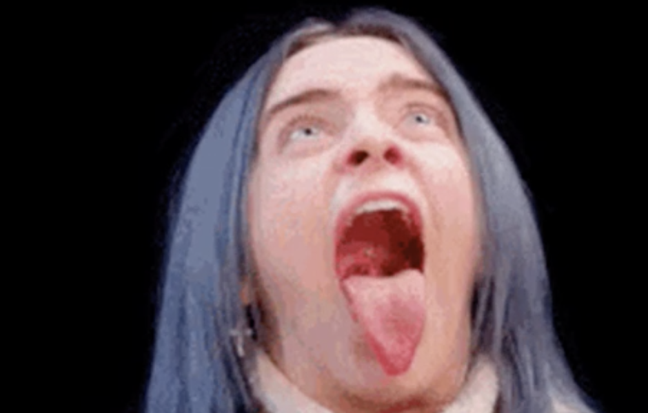 Billie Eilish with her tongue out