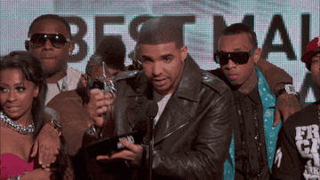 Drake accepting his BET award