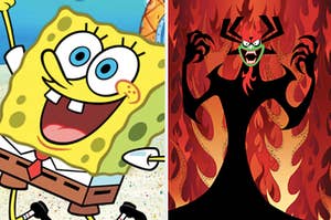 pictures of Spongebob and Aku
