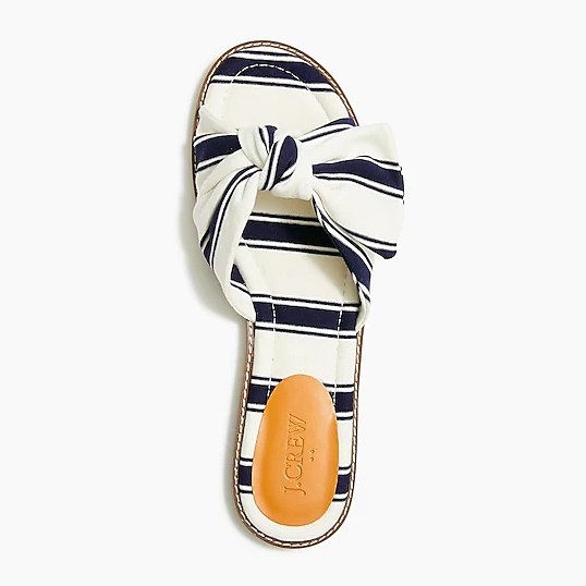 Striped blue and white slide sandal