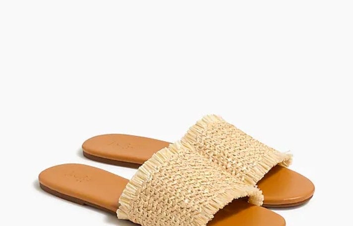 Raffia slide sandals