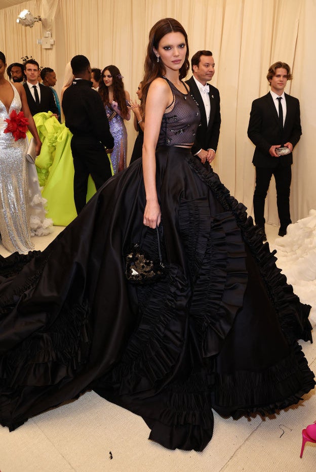Kendall Jenner in a dress with a big poofy skirt