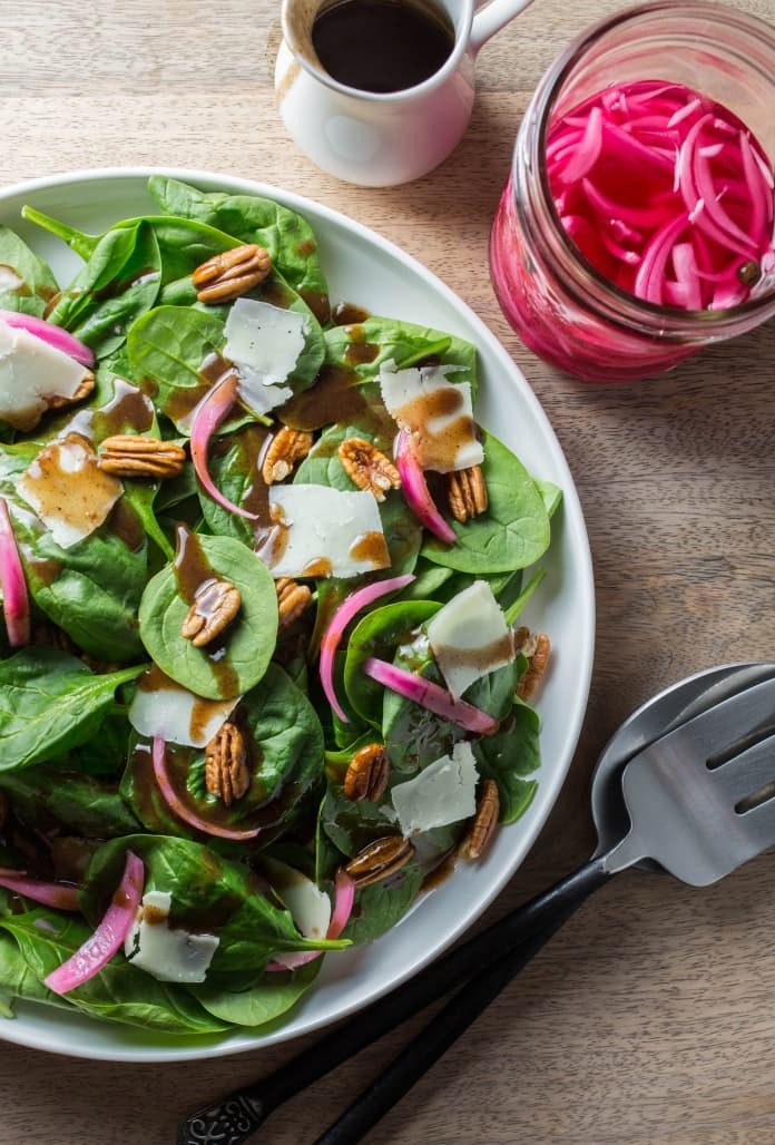 spinach salad with warm brown butter dressing