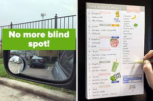 car blind spot mirror and meal planning pad
