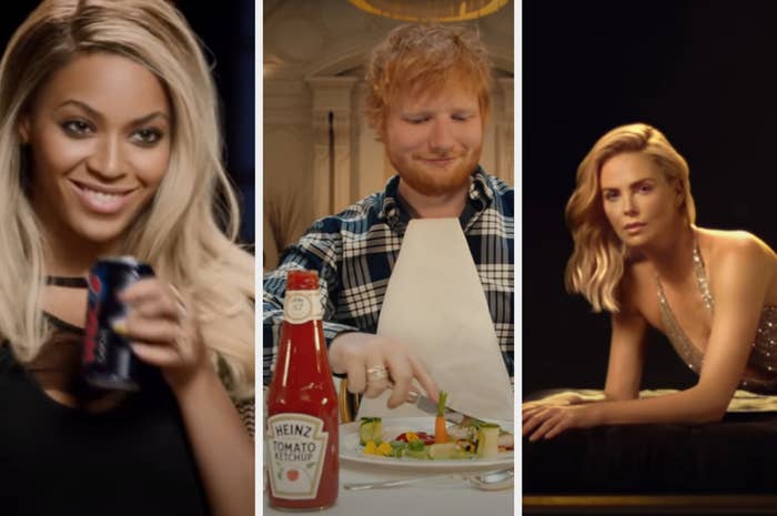 Beyoncé sips Pepsi, Ed Sheeran gets ready to eat some food topped with Heinz ketchup, Charlize Theron poses for a Dior campaign