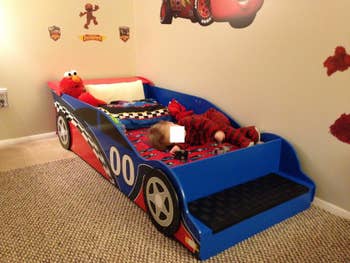 reviewer's photo of the car bed