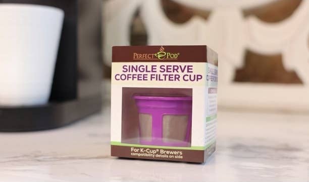 a reusable coffee filter in purple