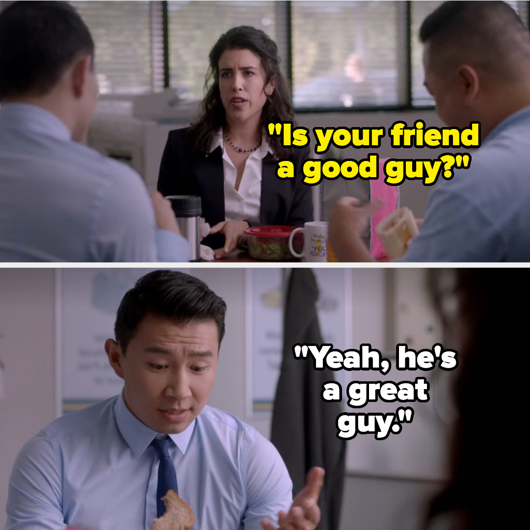 on Kim&#x27;s convenience, Shannon asks if jung&#x27;s friend is a good guy, and he says that yes, he&#x27;s a great guy
