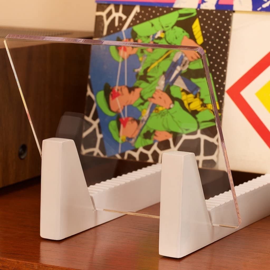 a record rack with an acrylic front