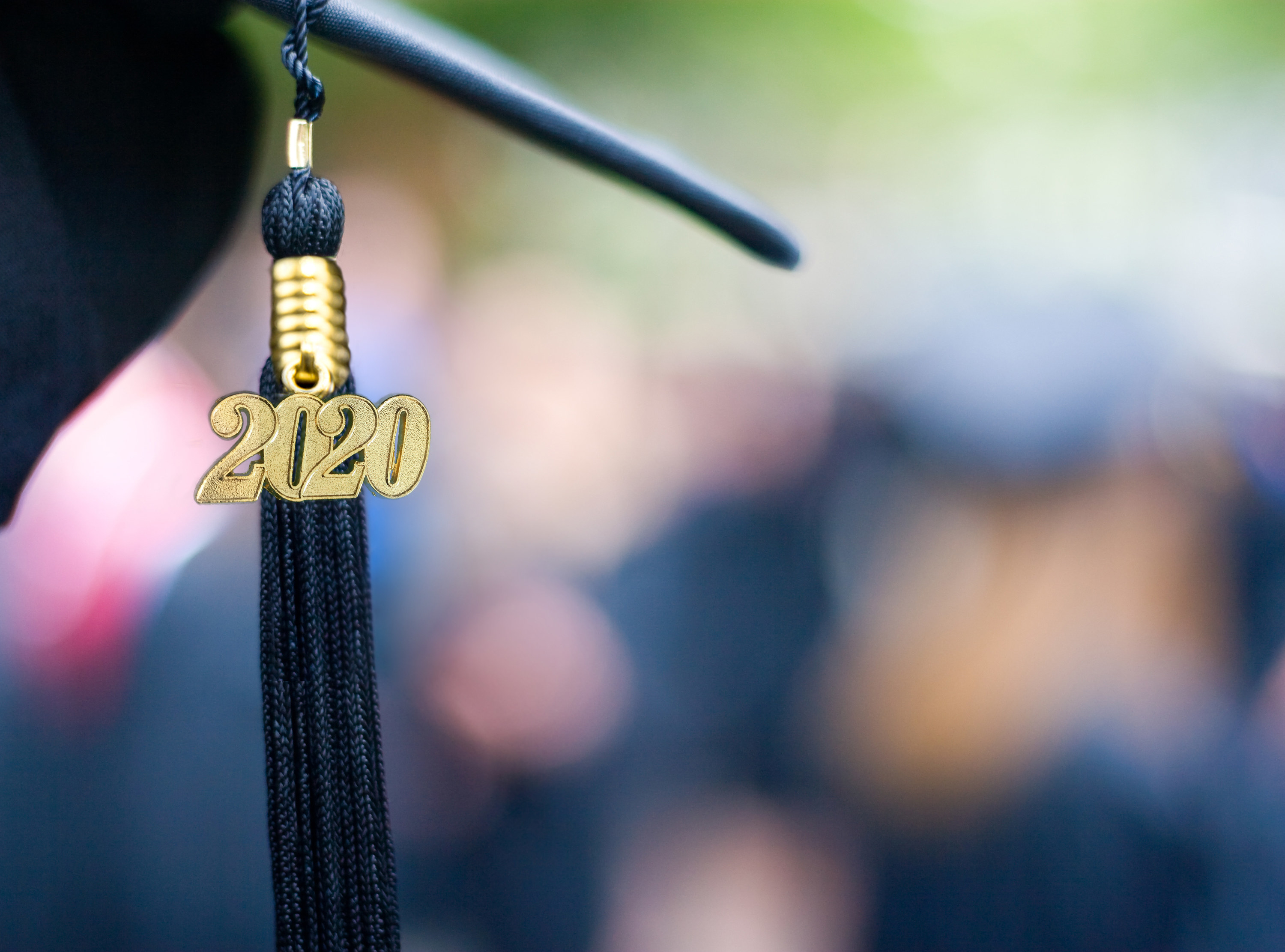 A 2020 tassel on a graduation cap