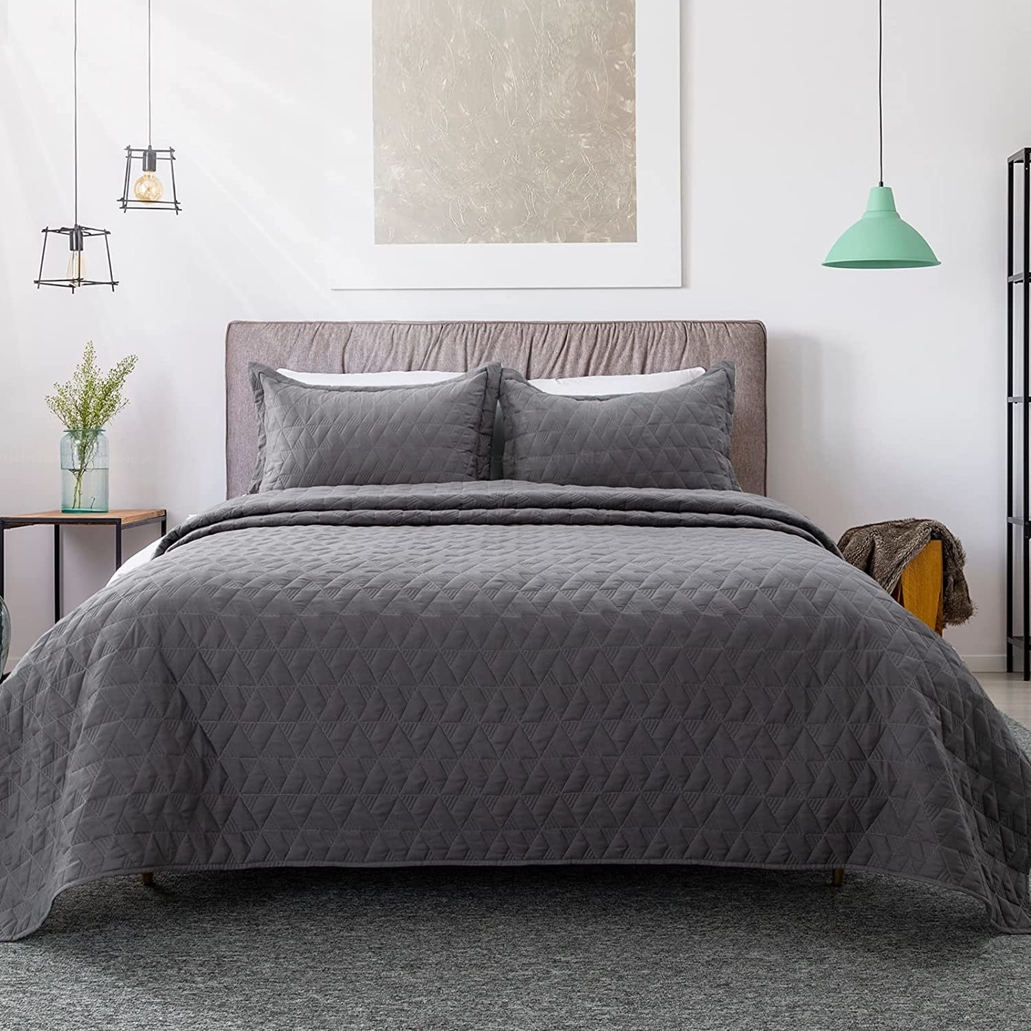 BESTCHIC Grey King Size Comforter Set, 5 Pieces Tufted Bed in a Bag with  Ultra Soft Comforters, Sheets, Pillow Cases and Pillow Shams, Modern Luxury