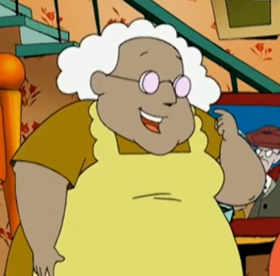 Muriel smiling at Eustace