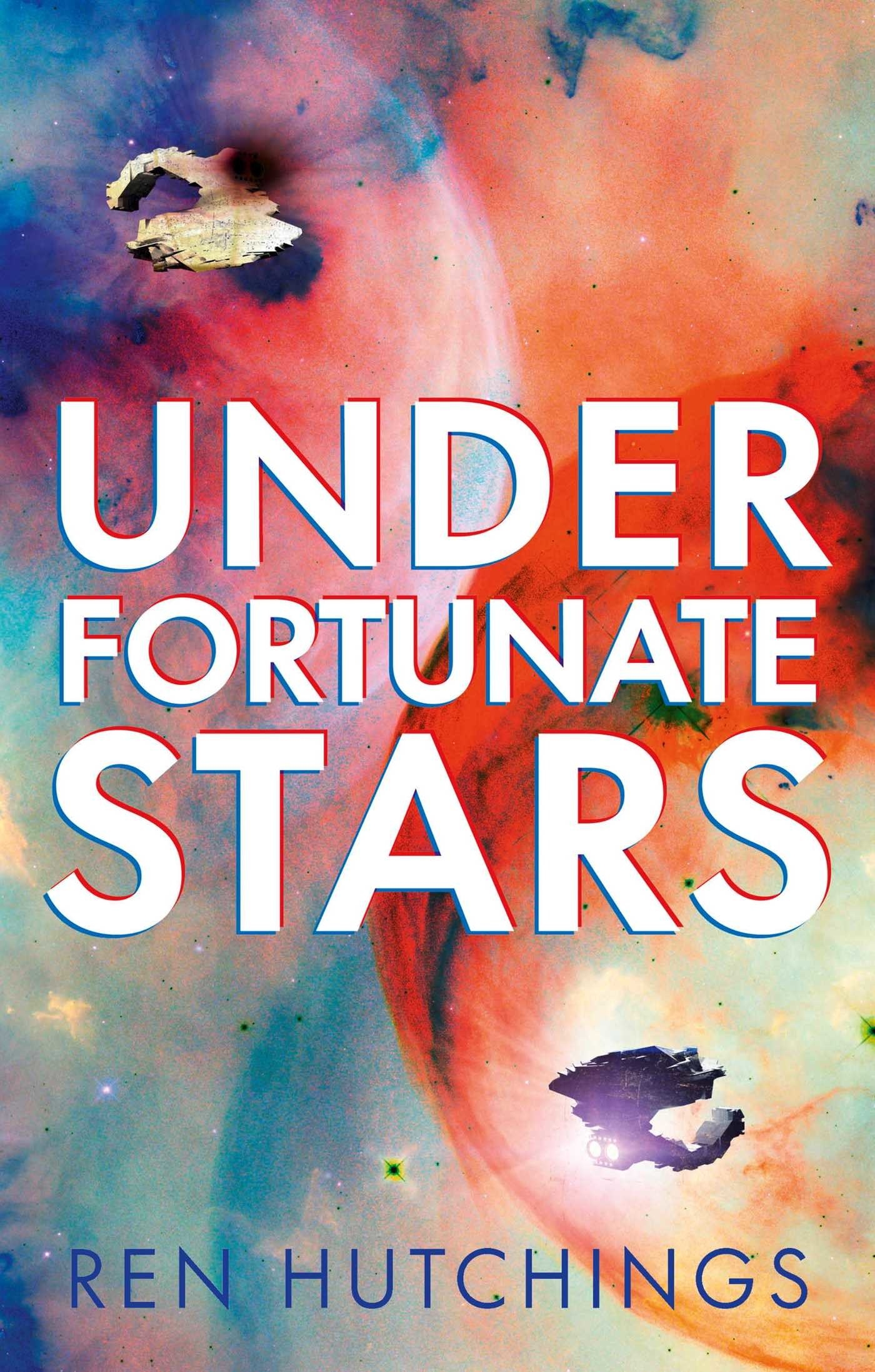 &quot;Under Fortunate Stars&quot; cover illustration of a bright sky with stars and spacecrafts