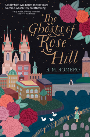 &quot;The Ghosts of Rose Hill&quot; cover illustration showing a woman walking in a park