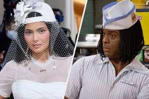 Kylie Jenner met gala and man looking stressed