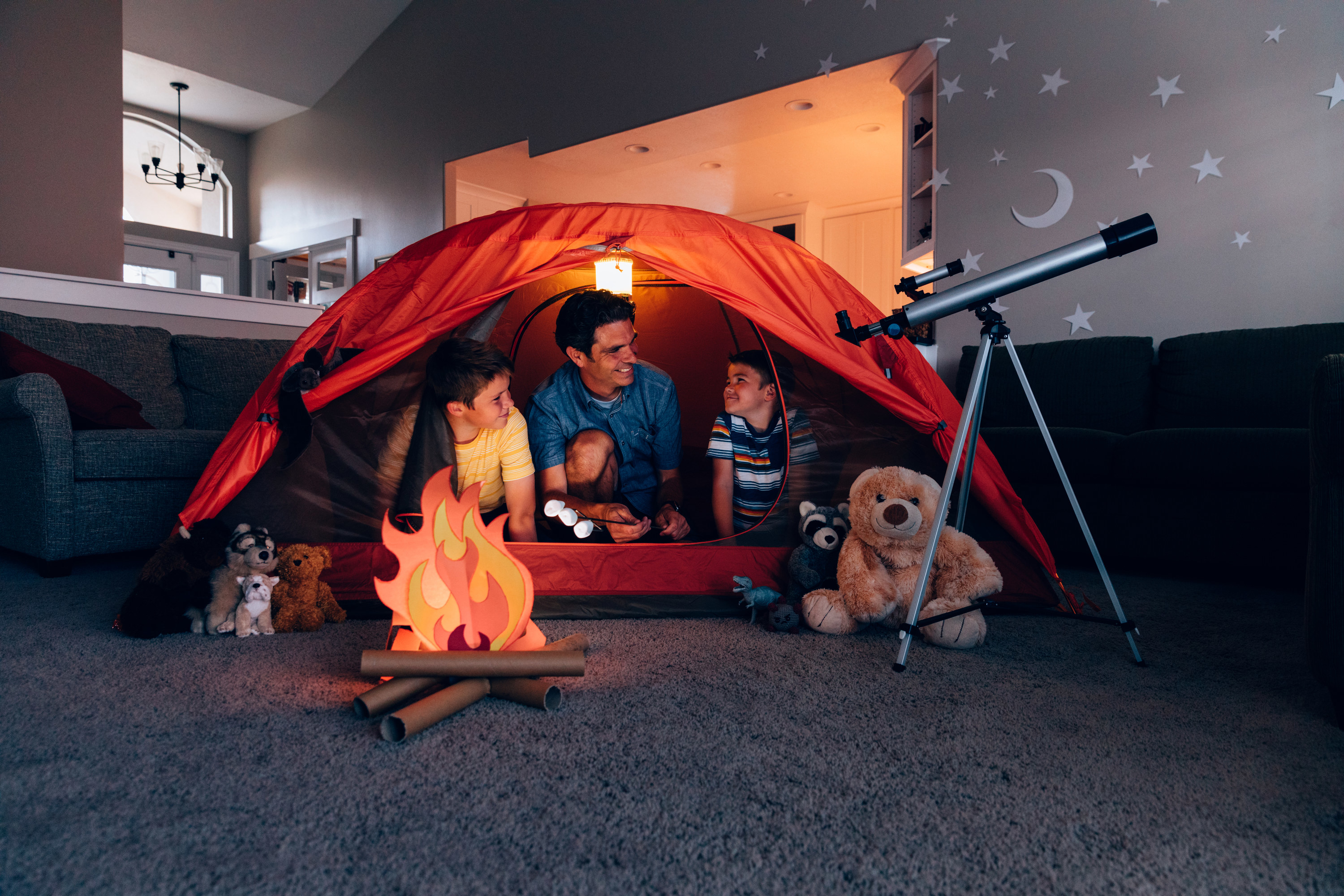 A family in a tent