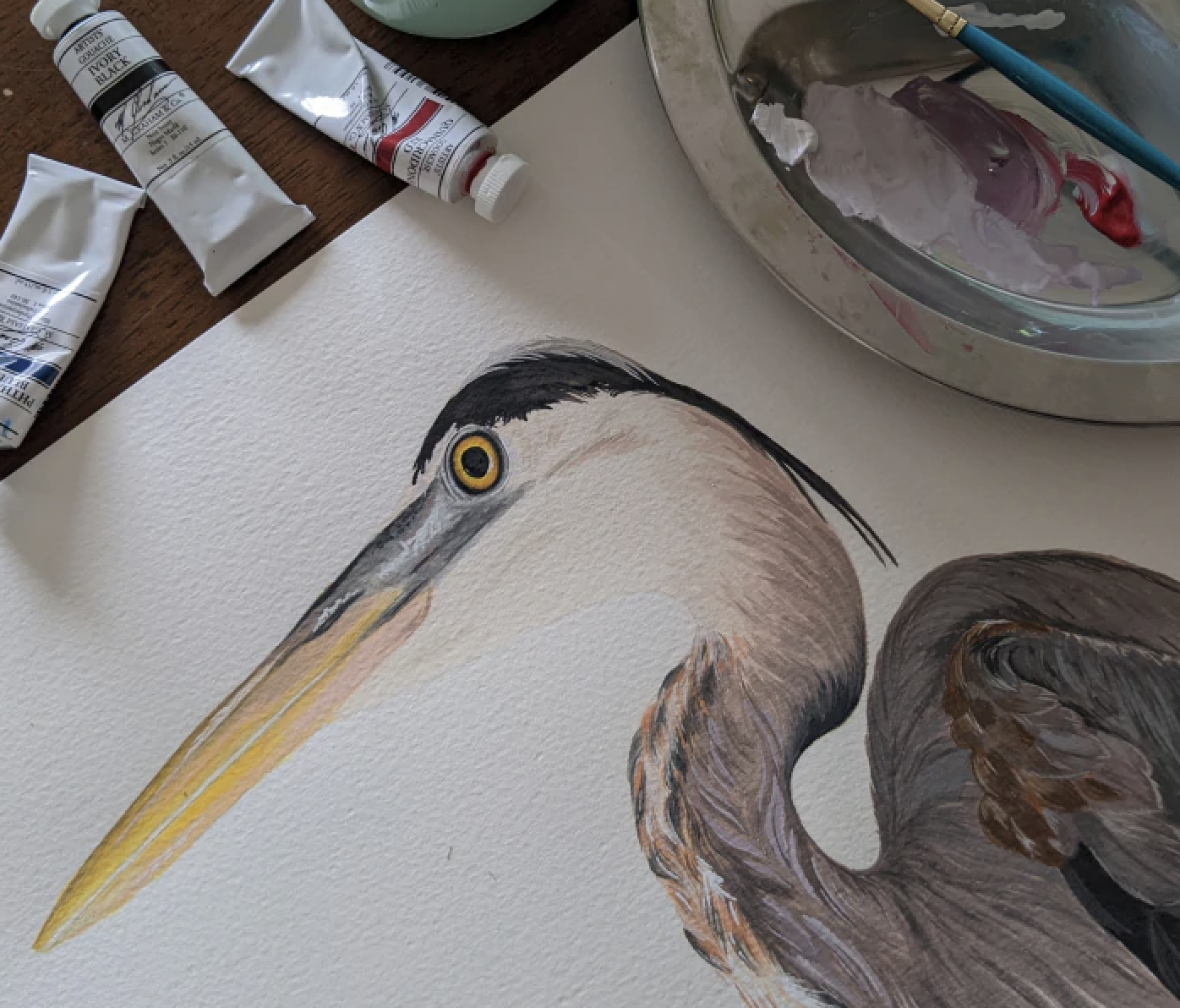 A painting of a Great Blue Heron