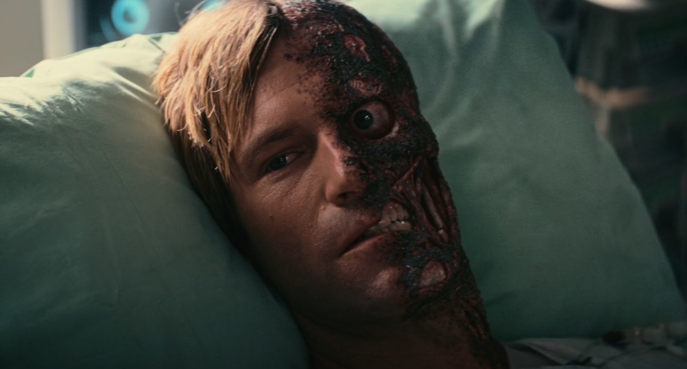 Aaron Eckhart as Harvey Two-Face in The Dark Knight film
