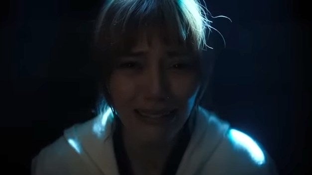 A close-up of Chrissy when she's scared in "Stranger Things"