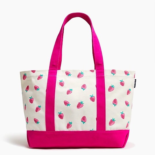 Strawberry printed tote bag