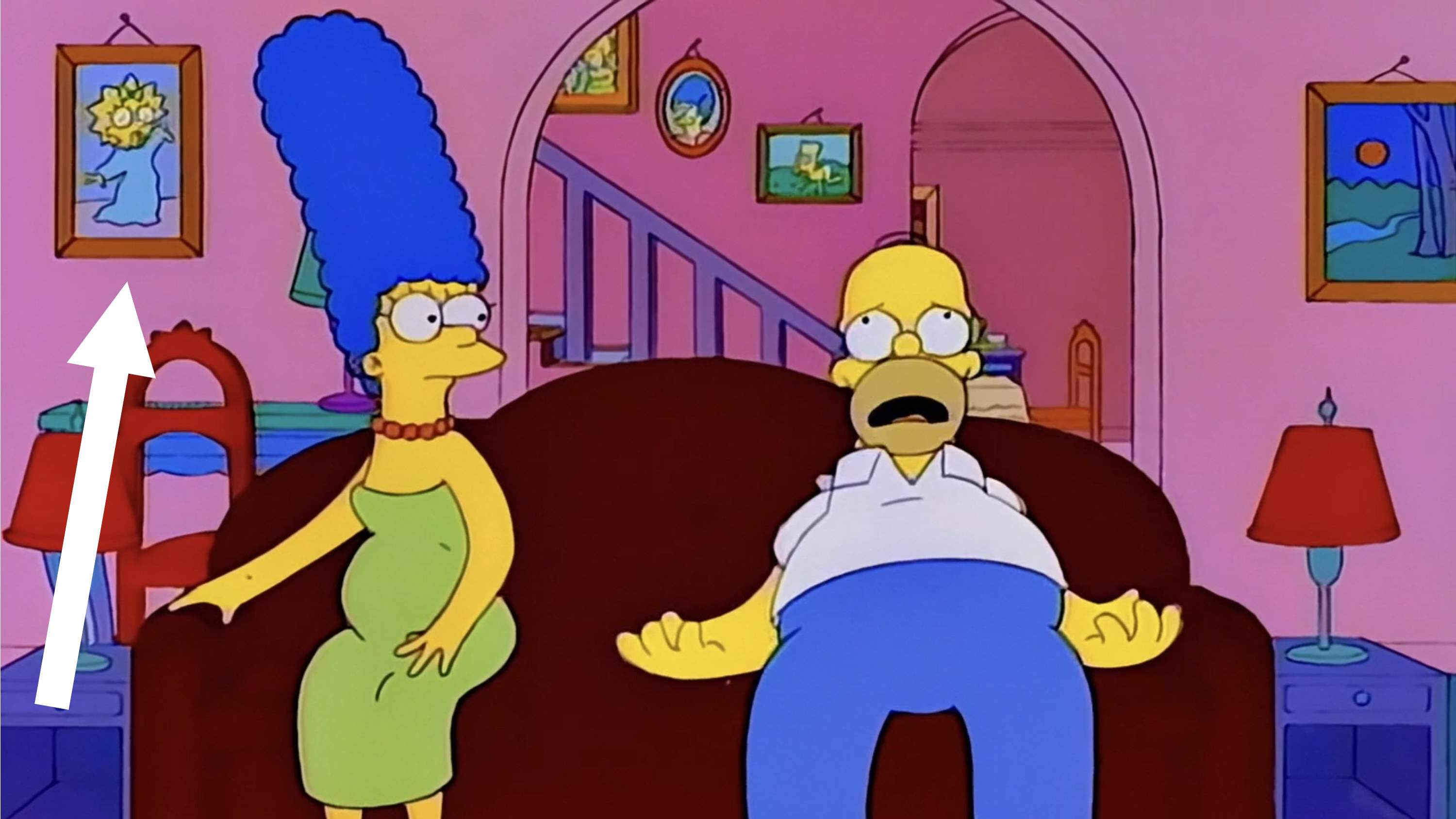 In Season 6, during a flashback episode where Marge is pregnant with Maggie