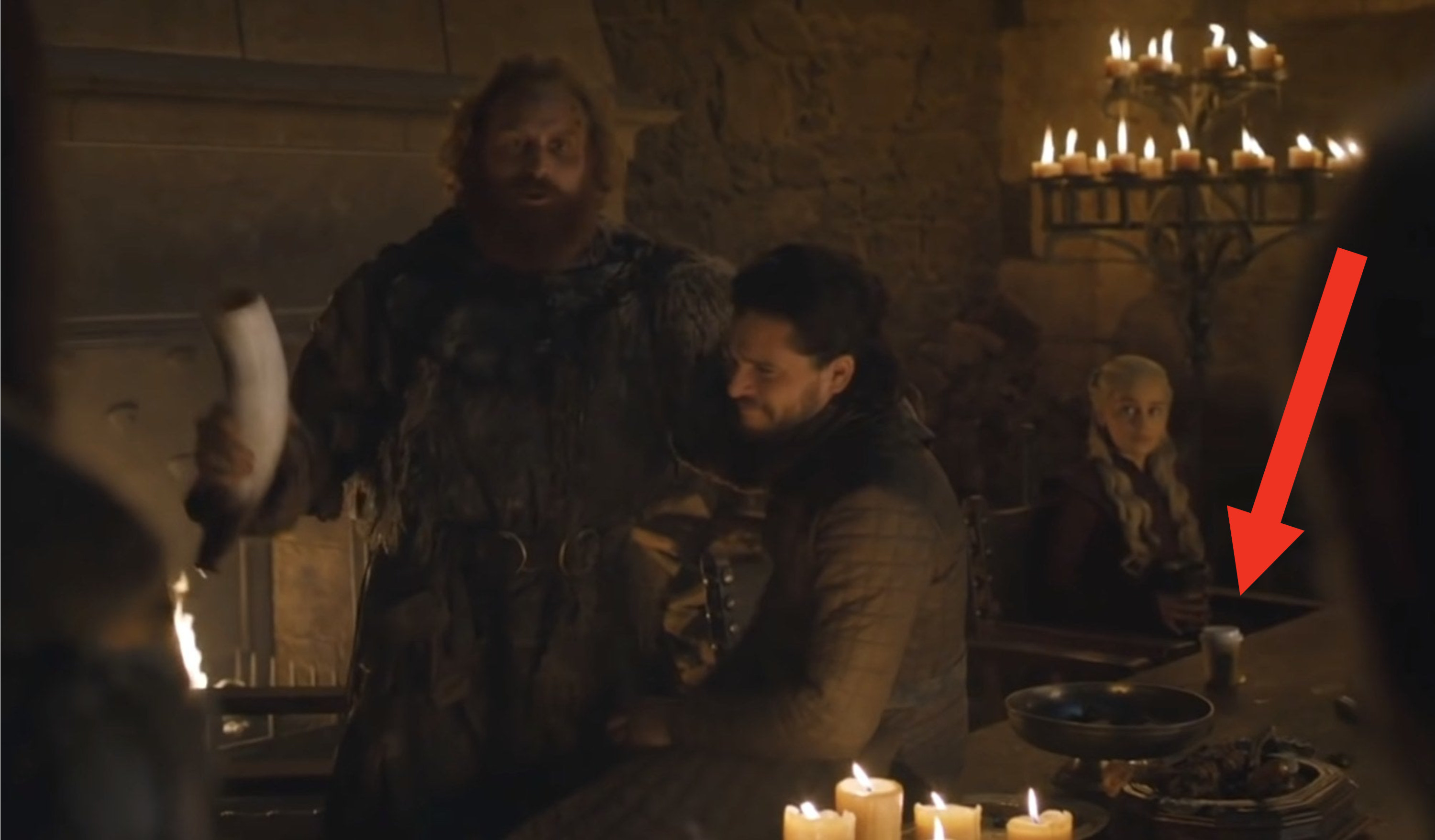 A Starbucks cup on the table in a scene in Game of Thrones