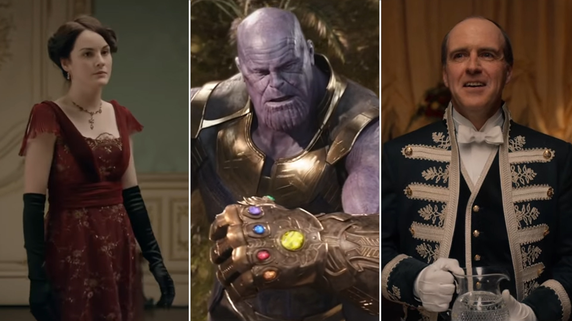 thanos and his glove and two downton abbey characters wearing gloves