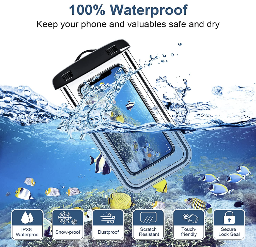 phone case submerged in water protecting cell phone