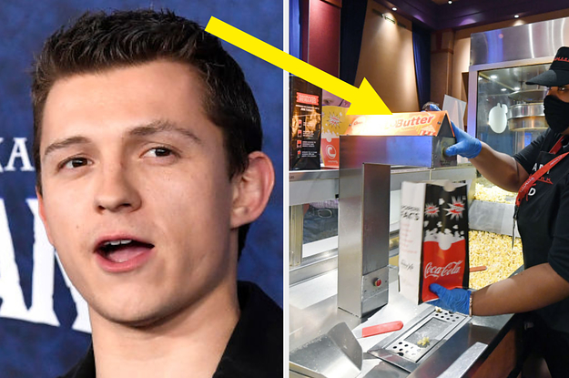tom holland and some buttered popcorn