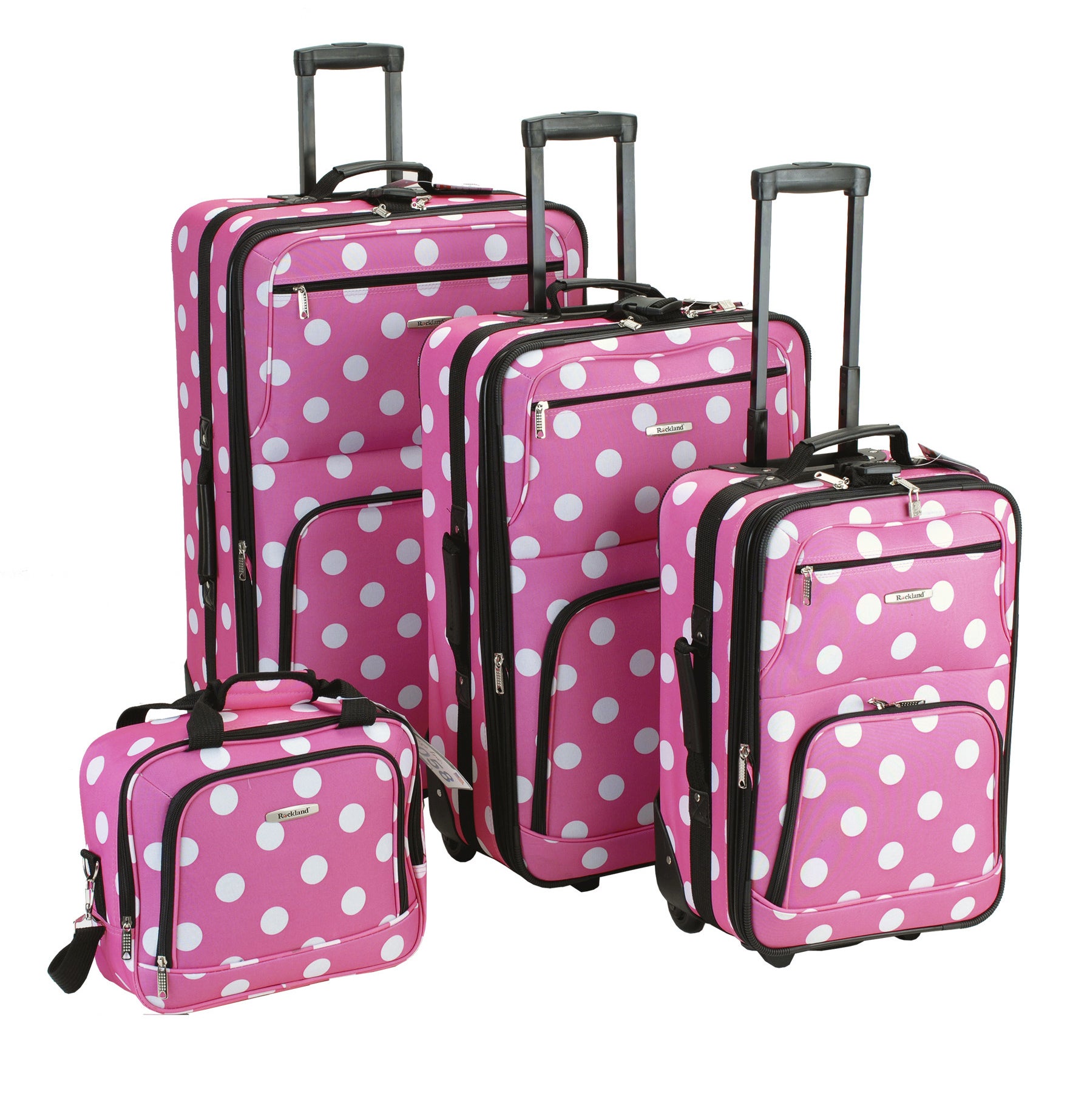 An image of a four-piece soft side expandable luggage set