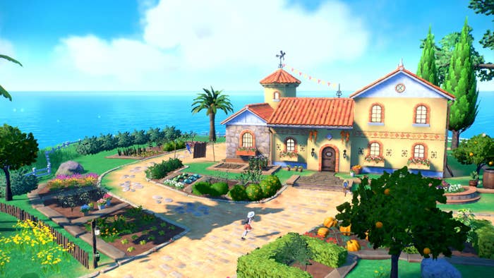 a screenshot of a house and outdoor area in pokemon scarlet and violet