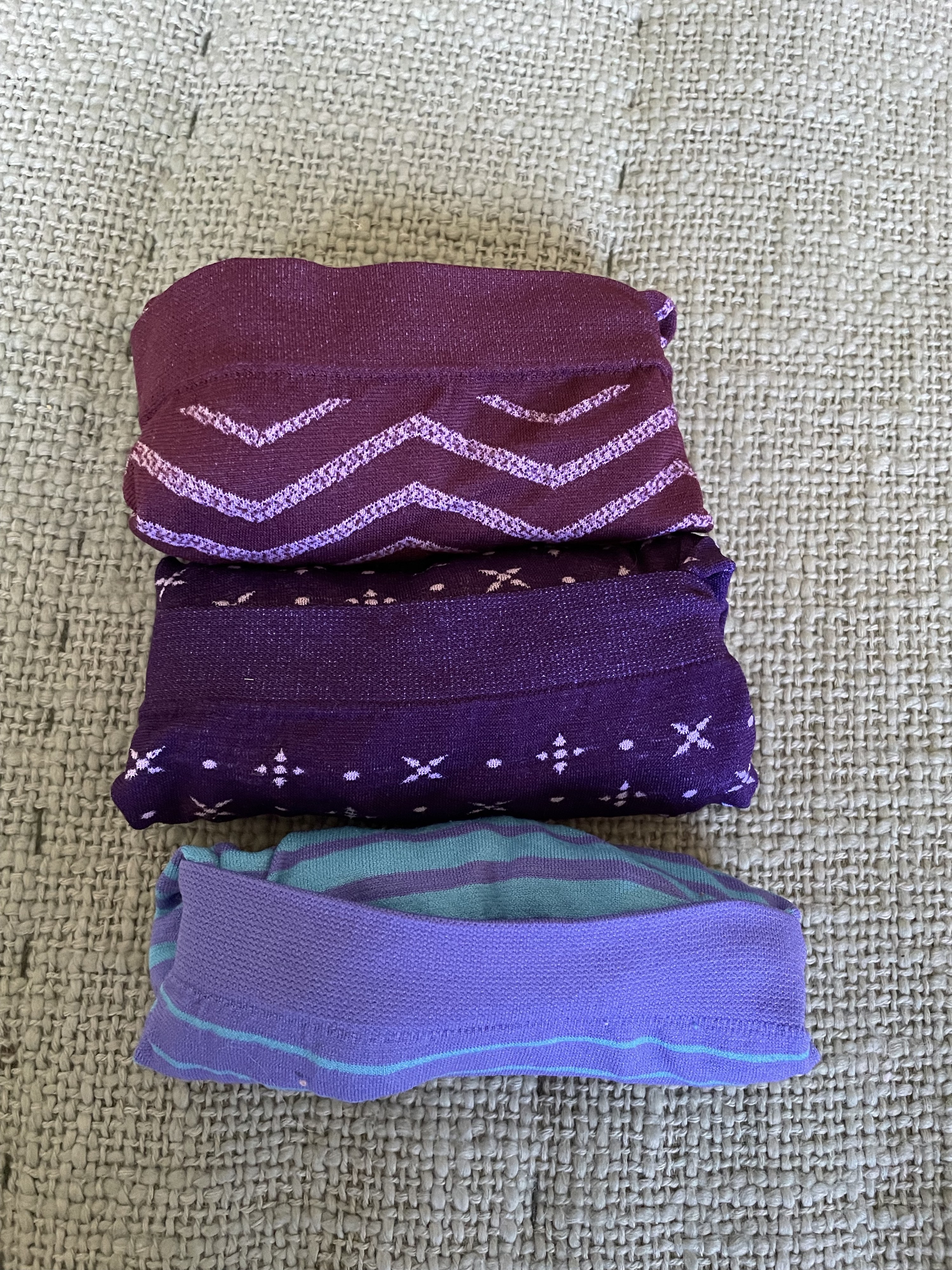 Three pairs of underwear expertly folded